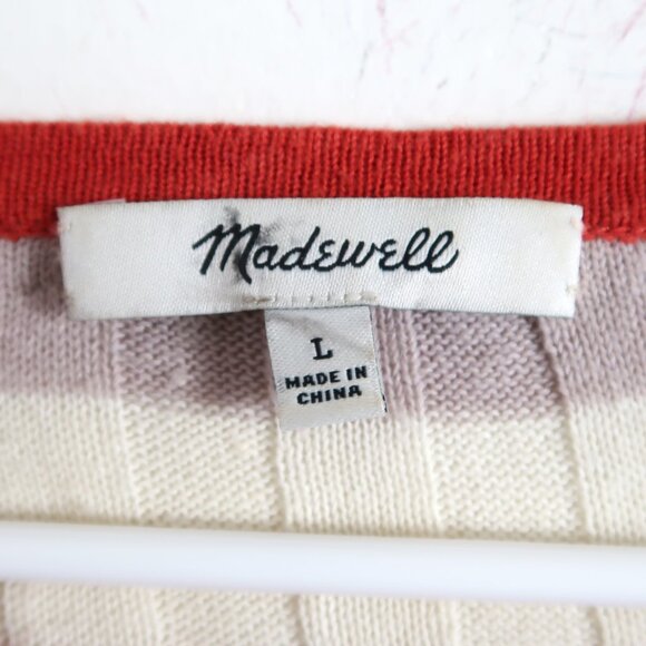 Madewell Striped Ribbed Long Sleeve Shirt -Size Large - Picture 7 of 8
